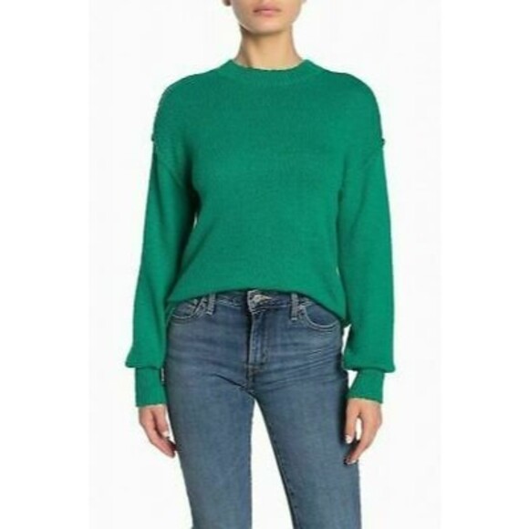 Abound Drop Shoulder Pullover Sweater Top Size L Crew Green Lake NEW Tag B41 - Picture 1 of 6
